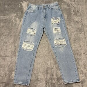 Surprise Distressed Jeans women's L Light Wash Ripped Straight Denim Casual